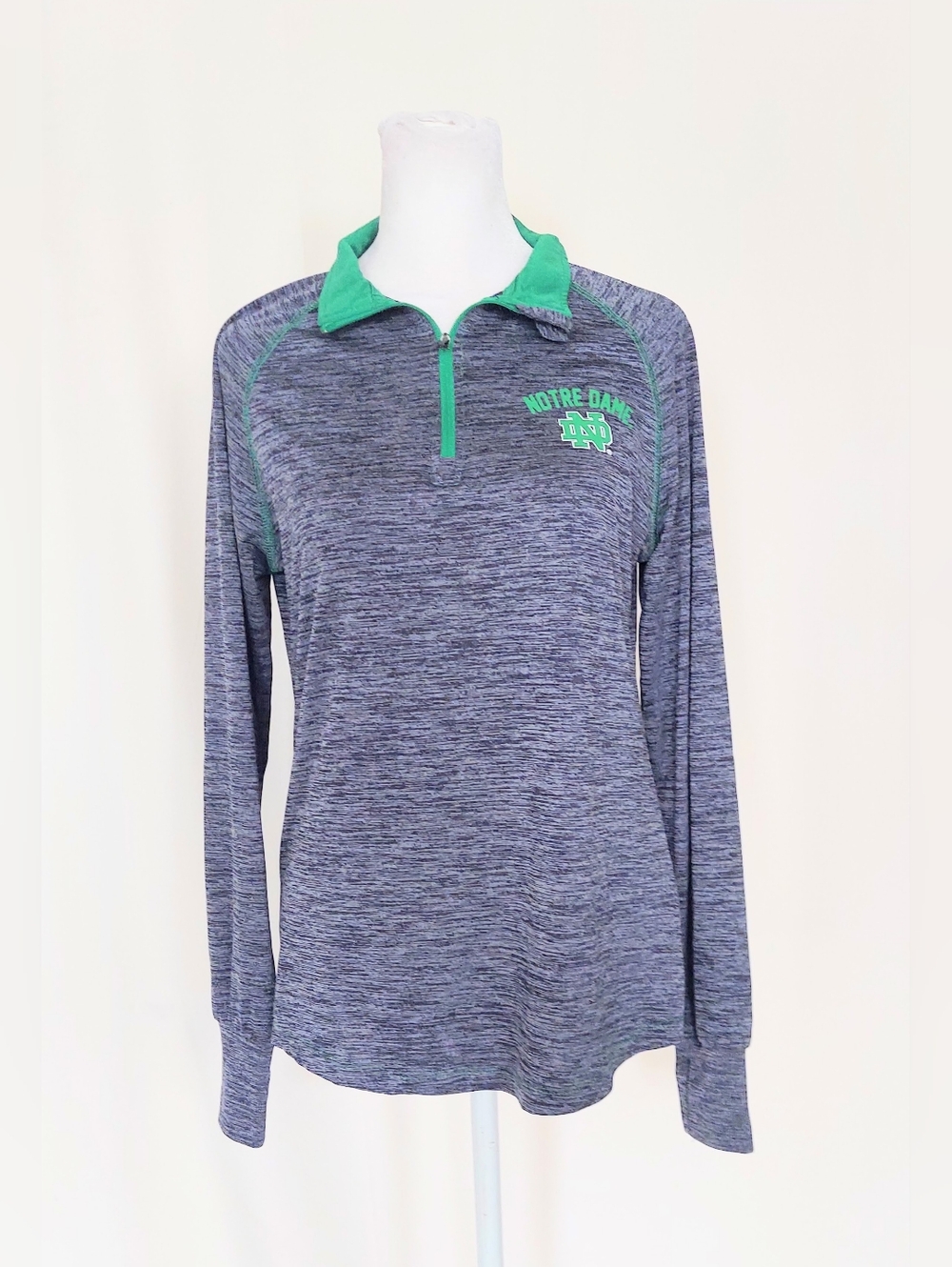 Notre Dame ND Colosseum 1/4 Zip Pullover Shirt Womens Medium Blue Green